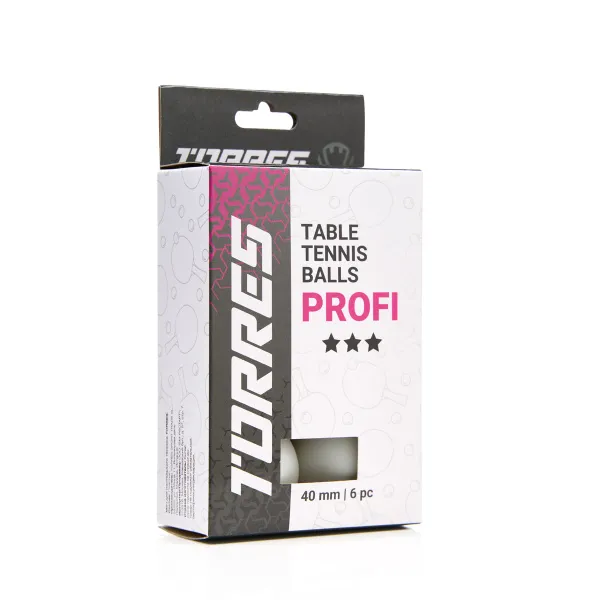 Мяч для наст. тенниса TORRES Profi 3*, TT23012, диам. 40+мм, упак. 6 шт, белый за 338.30 ₽ в Череповеце