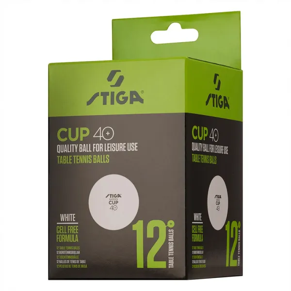 Мяч для наст. тенниса Stiga Cup ABS, 1110-2510-12, диам.40+мм, пластик, упак. 12 шт, белый за 1&nbsp;774.80 ₽ в Череповеце