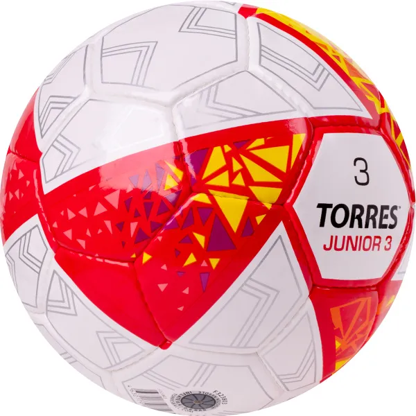 Мяч футб. TORRES Junior-3, F323803, р.3,глянц.ПУ, 4 сл, 32 п,руч.сш,бел-крас-жел за 2&nbsp;070.60 ₽ в Череповеце