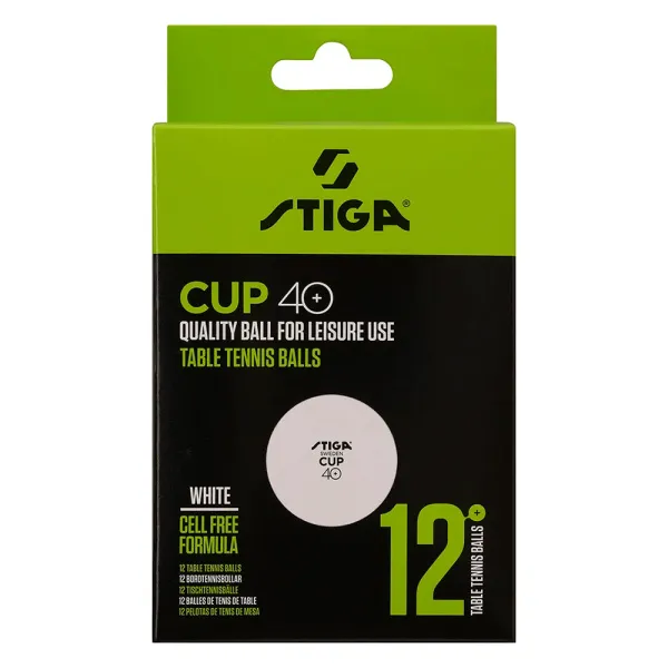 Мяч для наст. тенниса Stiga Cup ABS, 1110-2510-12, диам.40+мм, пластик, упак. 12 шт, белый
