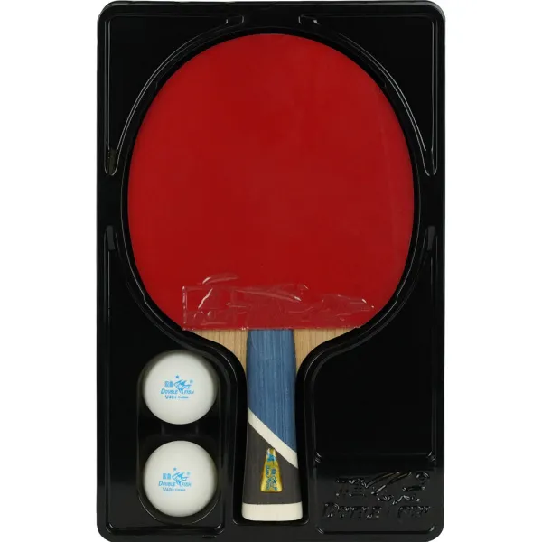 Ракетка для н/т DOUBLE FISH 5A+C, для продвин, ITTF Appr, накл. 2,1 мм, конич. ручка+ 2 мяча V40+мм за 2&nbsp;779.50 ₽ в Череповеце