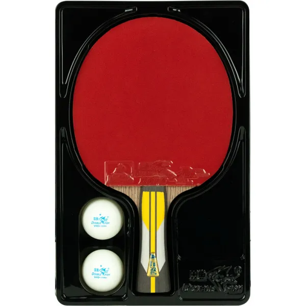 Ракетка для н/т DOUBLE FISH 6A+C, для подвин.,ITTF Appr.,накл. 2,1 мм, конич. ручка+ 2 мяча V40+мм за 3&nbsp;442.50 ₽ в Череповеце